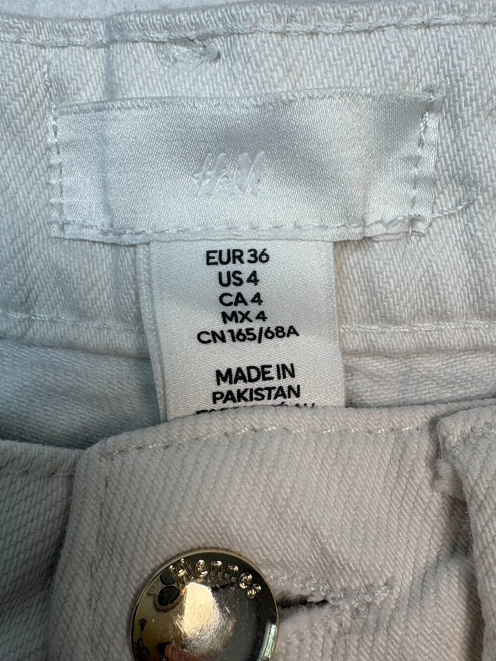 H&M White High Rise Wide Leg Cropped Jeans Raw Hem Coastal Minimalist Boho Sz 4 - Picture 7 of 7